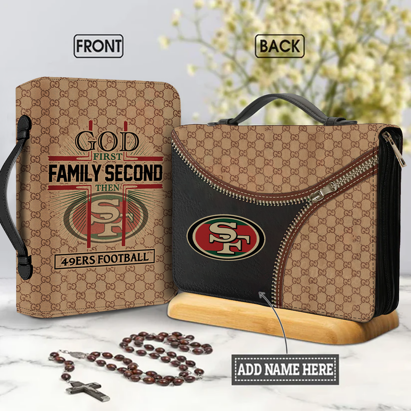 NFL First Family Second Personalized Christian Leather Bible Cover Bag