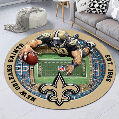 NO x NFL Luxury 3D Round Rug DatND DVT