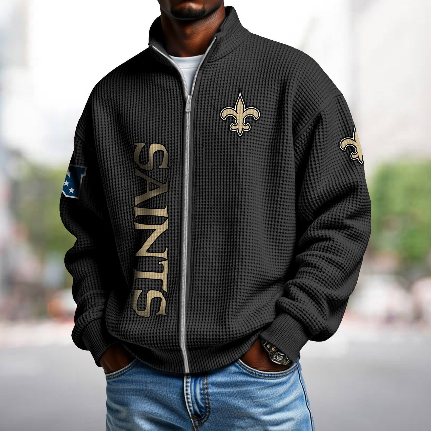 NO x NFL Waffle Zip-Up Sweatshirt DATND TANTD