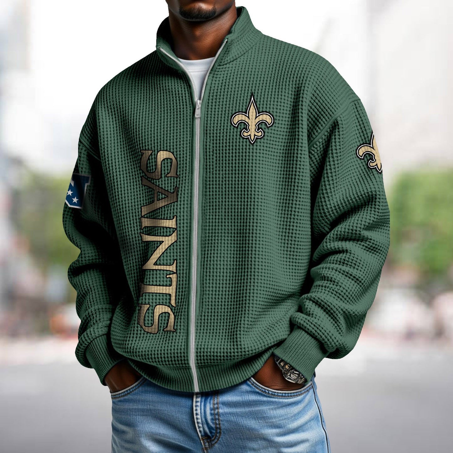 NO x NFL Waffle Zip-Up Sweatshirt DATND TANTD