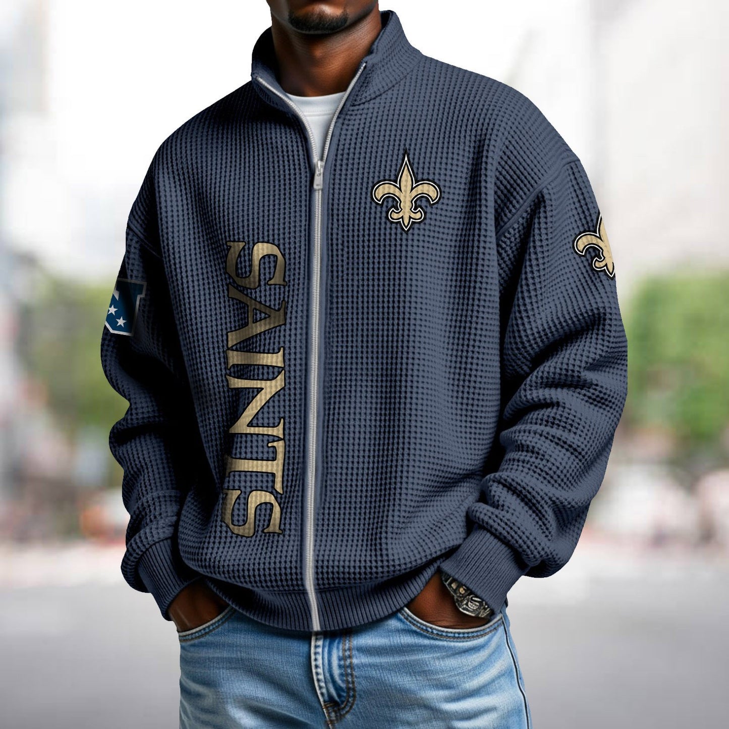 NO x NFL Waffle Zip-Up Sweatshirt DATND TANTD