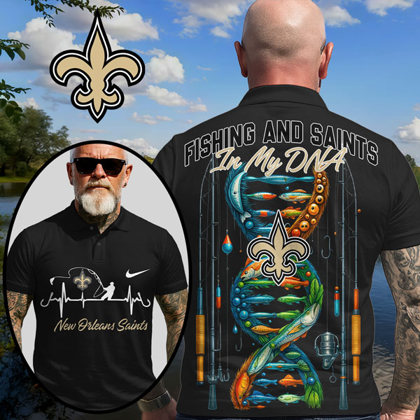 NOS Premium NFL Fishing In My DNA Polo Shirt DDT CTND