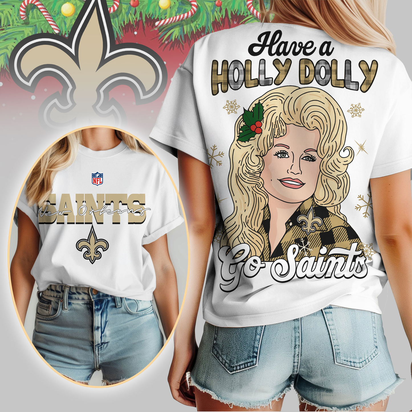 NOS Premium NFL Have A Holly Dolly Women Shirt DDT CTND