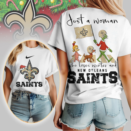 NOS Premium NFL Just A Woman Who Loves Winter 3D Shirt DDT CTND