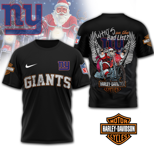 NYG Premium NFL Harley-Davidson Santa Claus 3D Shirt DDT NTL