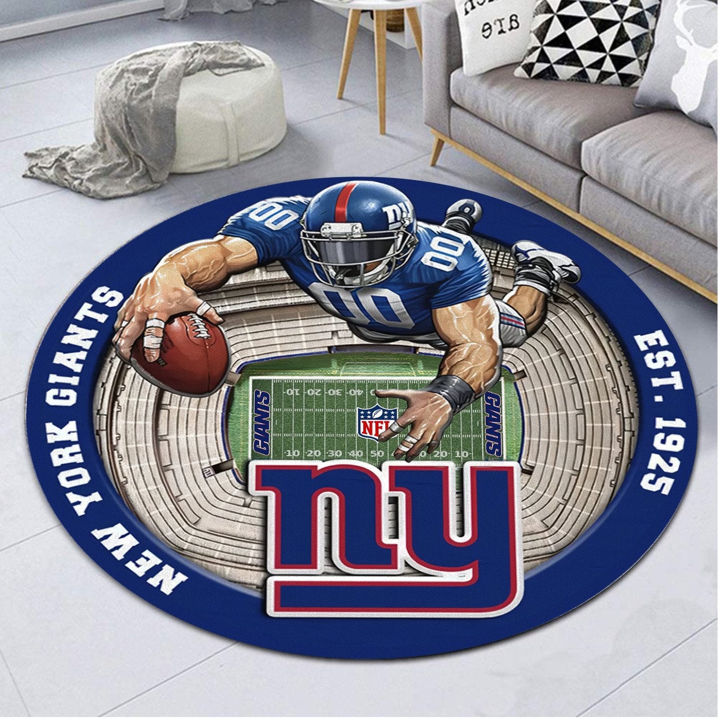 NYG x NFL Luxury 3D Round Rug DatND DVT