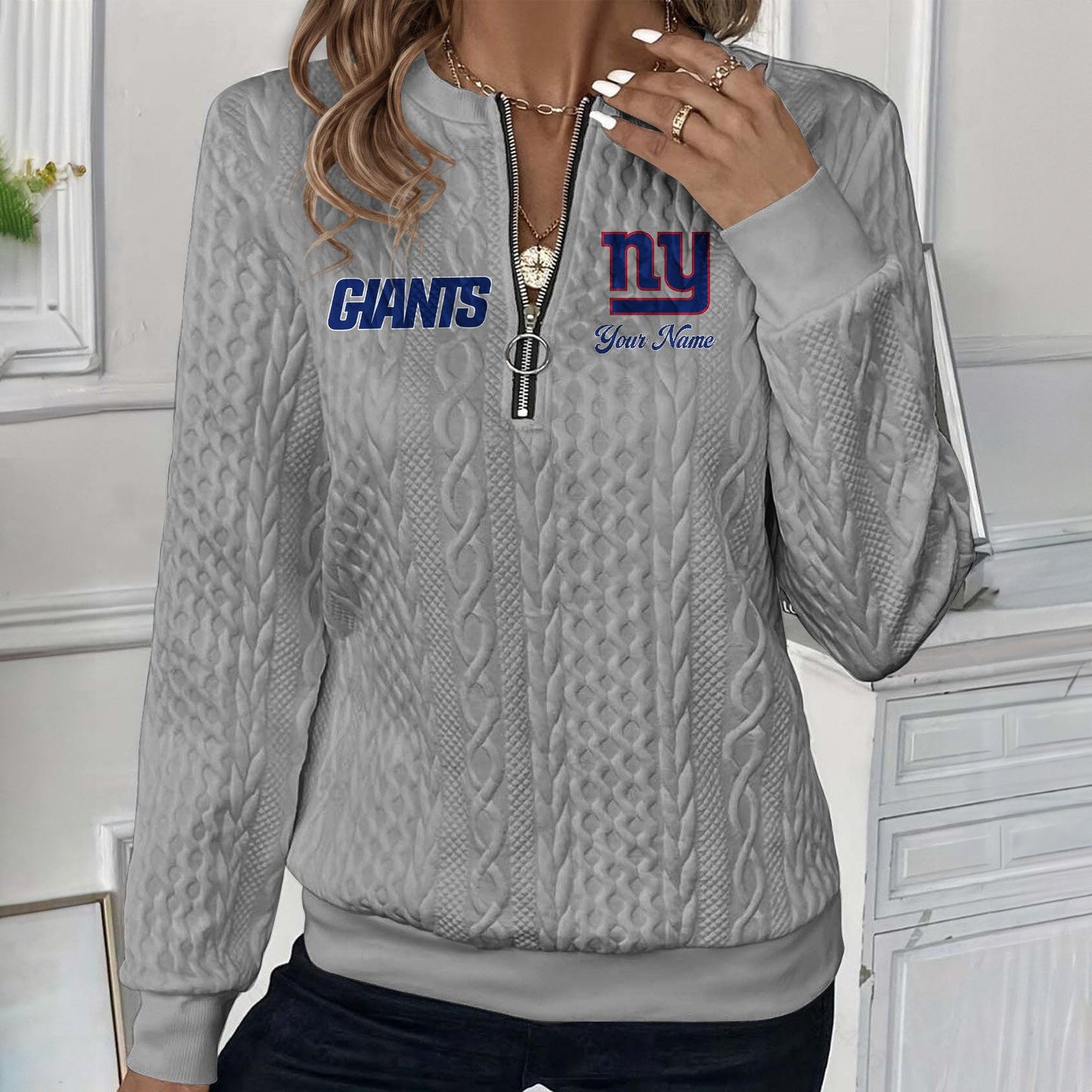 NYG x NFL Women's Quilted Zip-UP Sweatshirt DatND DVT