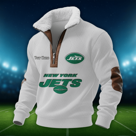 NYJ NFL Men Fur Collar Sweatshirt DDT CTND