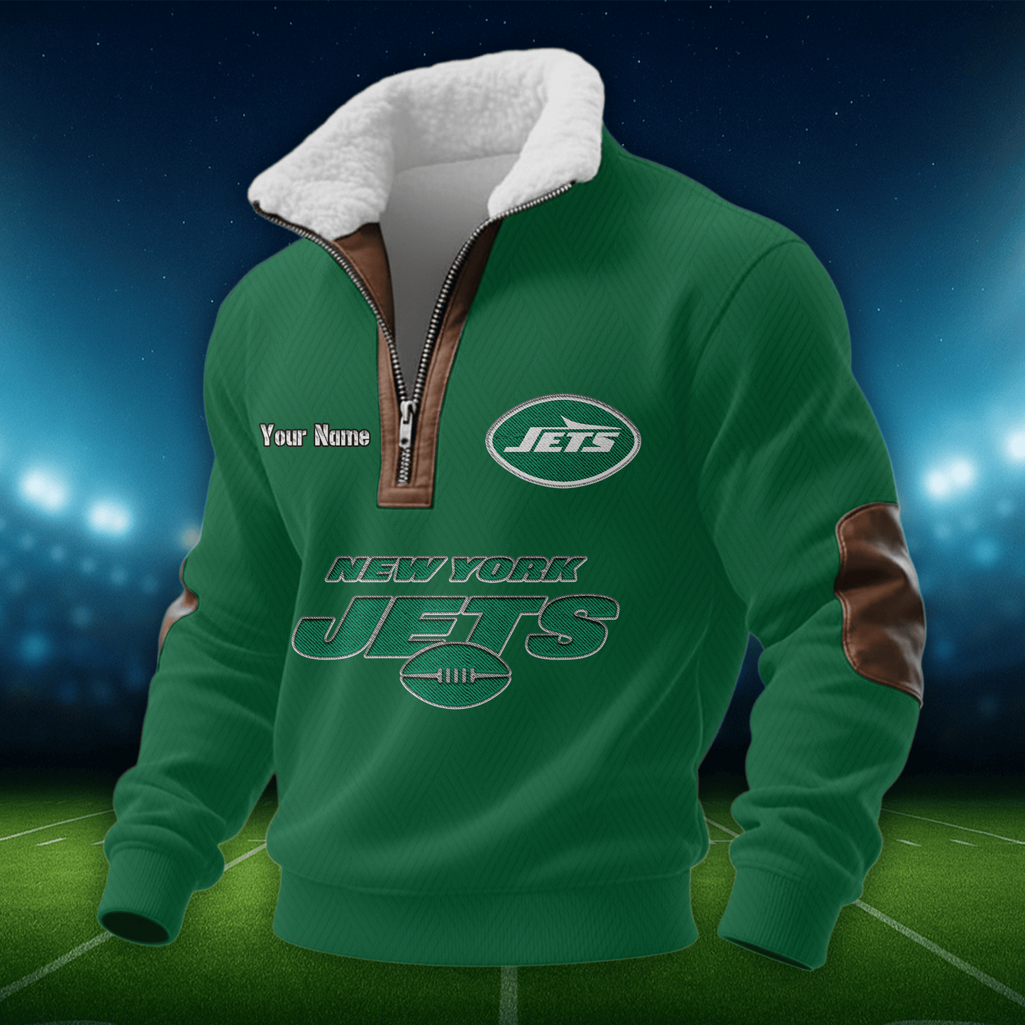 NYJ NFL Men Fur Collar Sweatshirt DDT CTND