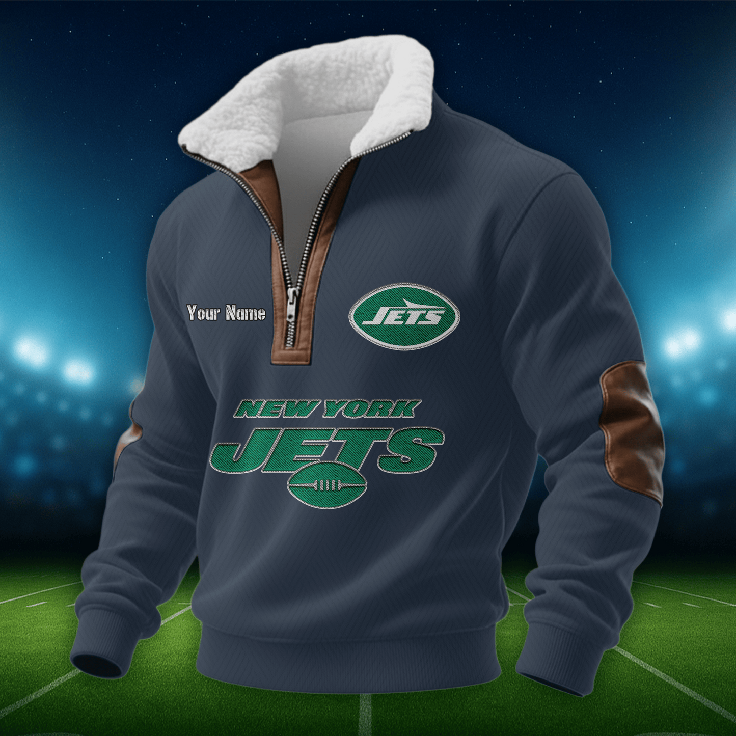 NYJ NFL Men Fur Collar Sweatshirt DDT CTND
