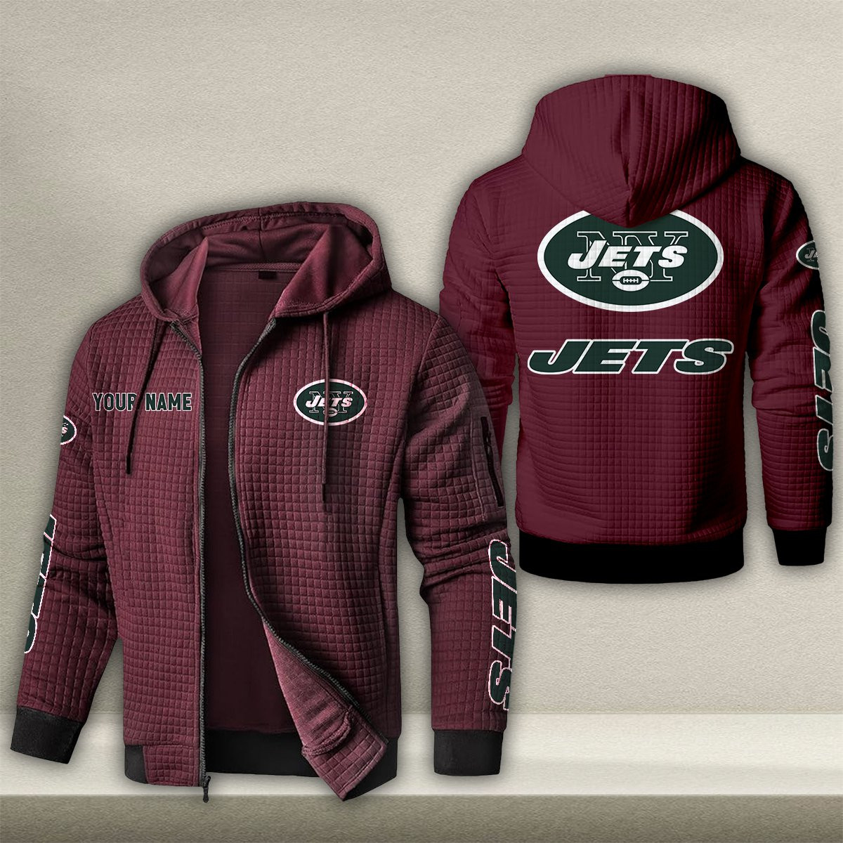 NYJ x NFL Quilted Zip Hoodie DatND DVT