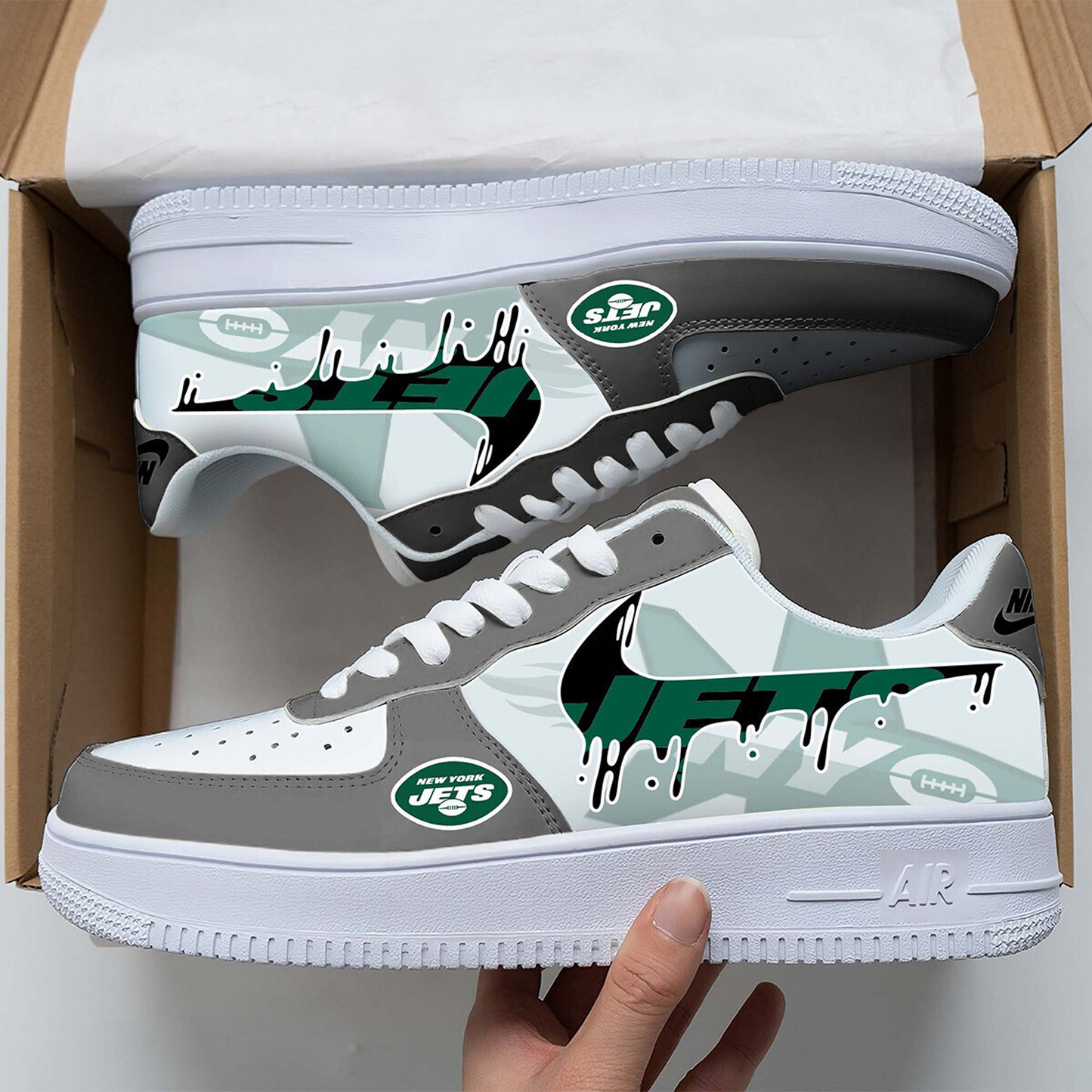 NYJ x NFL Team Logo Fan Air Force 1 Shoes DATND TANTD