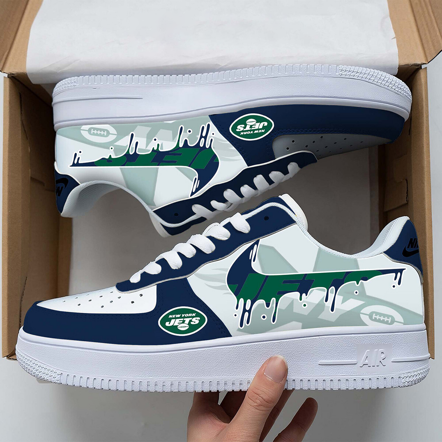 NYJ x NFL Team Logo Fan Air Force 1 Shoes DATND TANTD