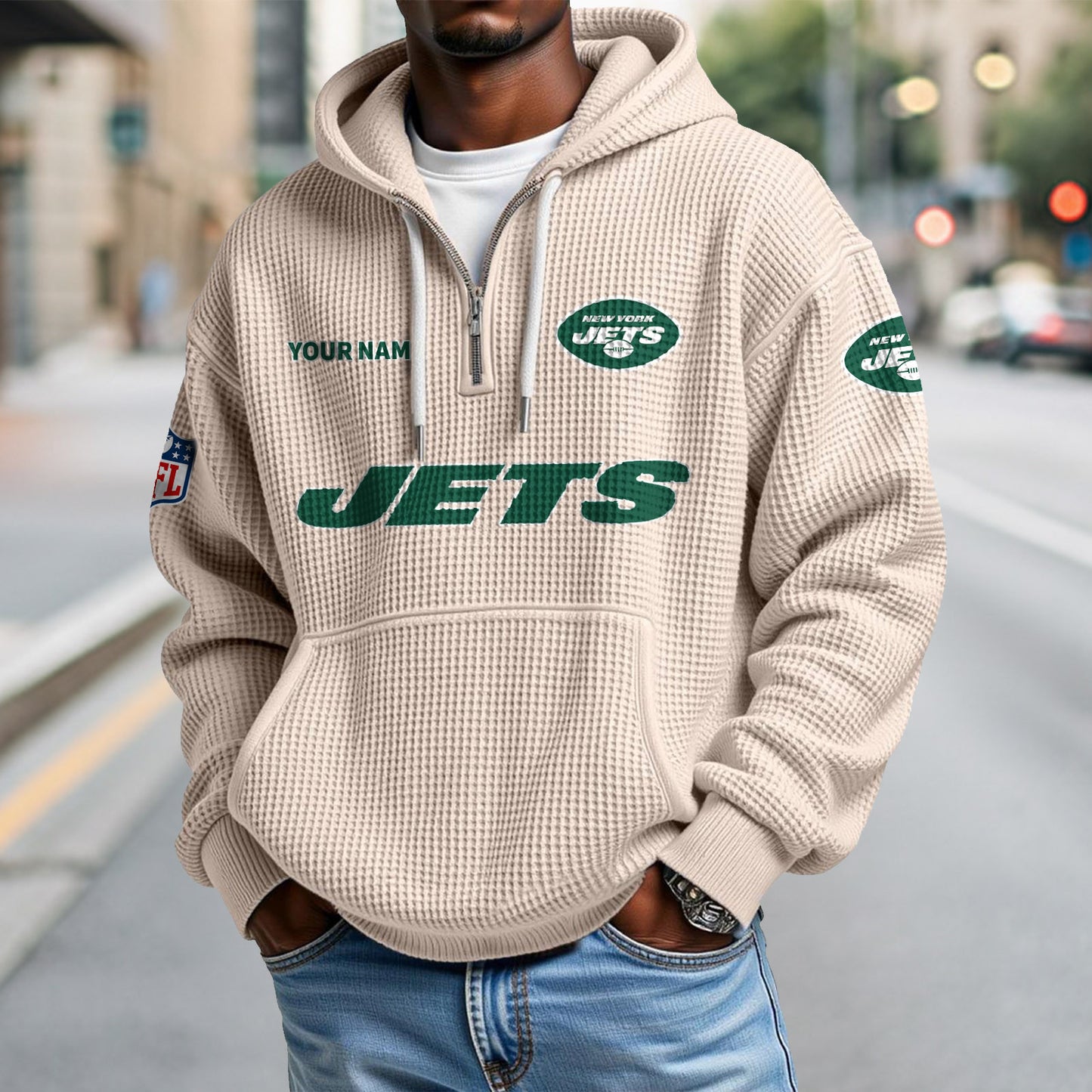 NYJ x NFL Waffle Hoodie DatND DVT