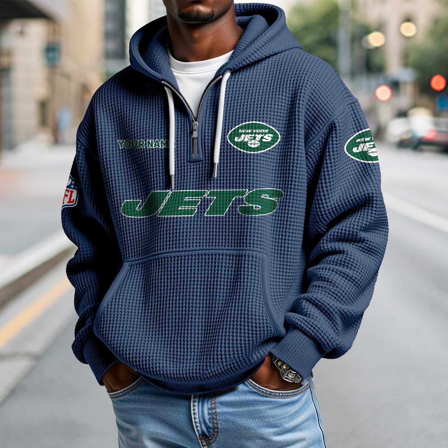 NYJ x NFL Waffle Hoodie DatND DVT