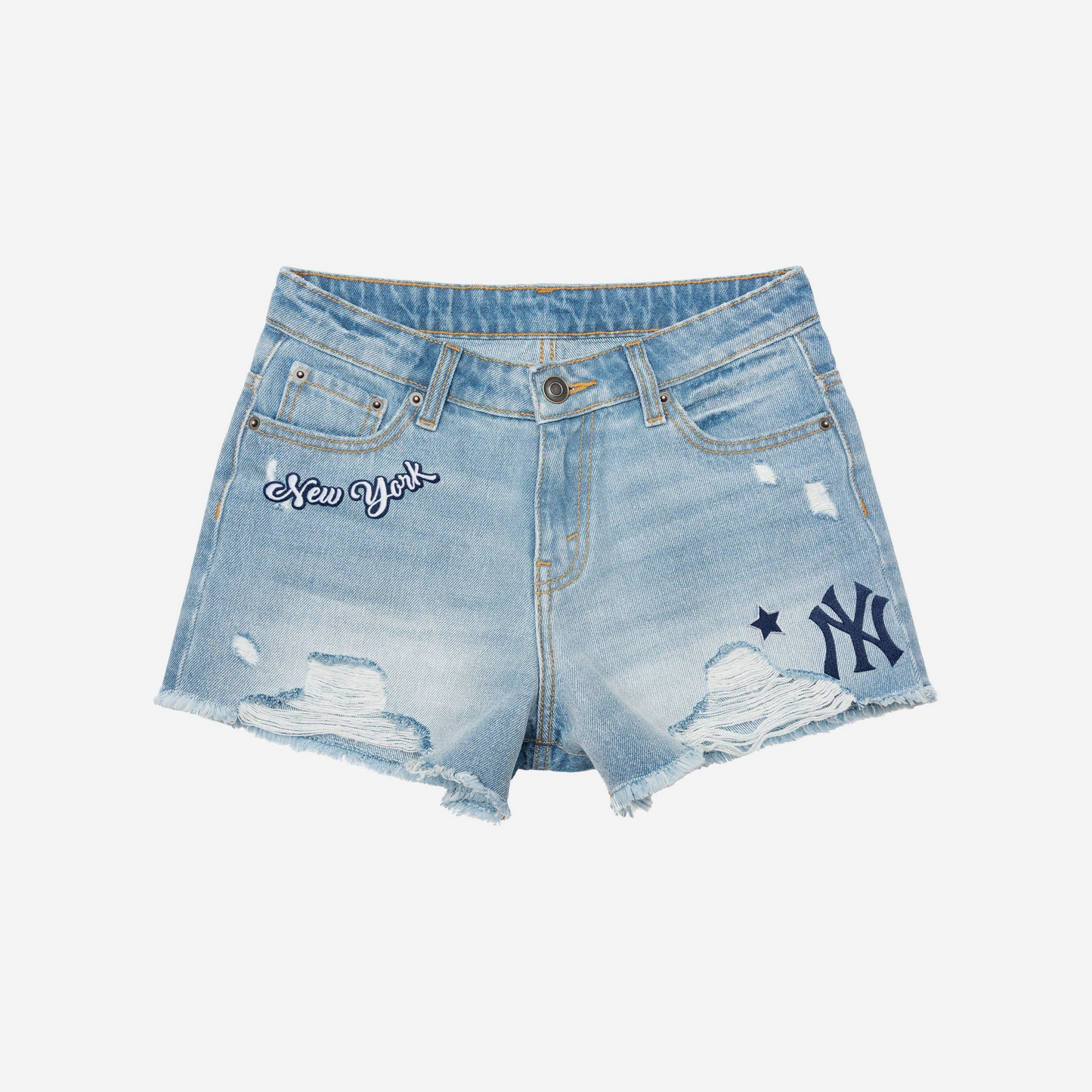 NYY Womens Team Logo Denim Shorts DDTTTV