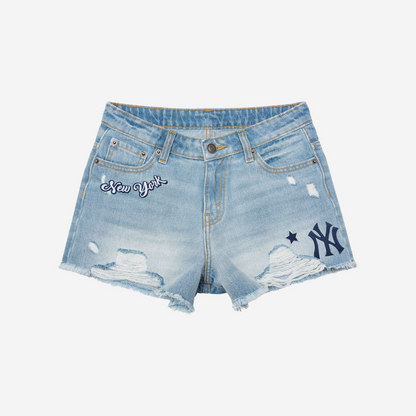 NYY Womens Team Logo Denim Shorts DDTTTV
