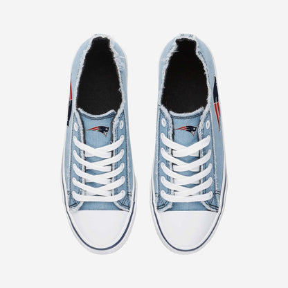 New England Patriots Womens Denim Low Top Canvas Shoes NDD