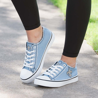 New Orleans Saints Womens Denim Low Top Canvas Shoes NDD
