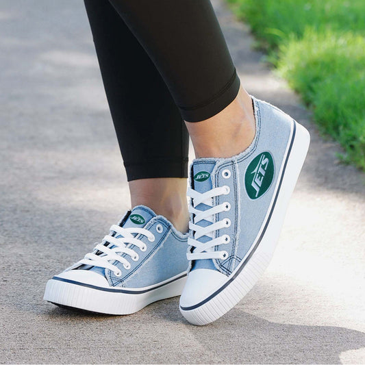 New York Jets Womens Denim Low Top Canvas Shoes NDD