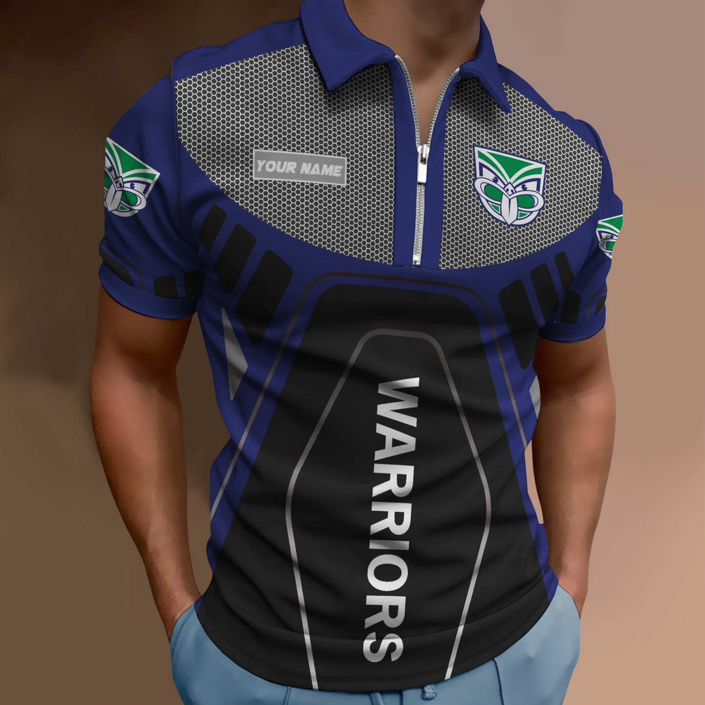 New Zealand Warriors NRL Zipper Polo Shirt NDD