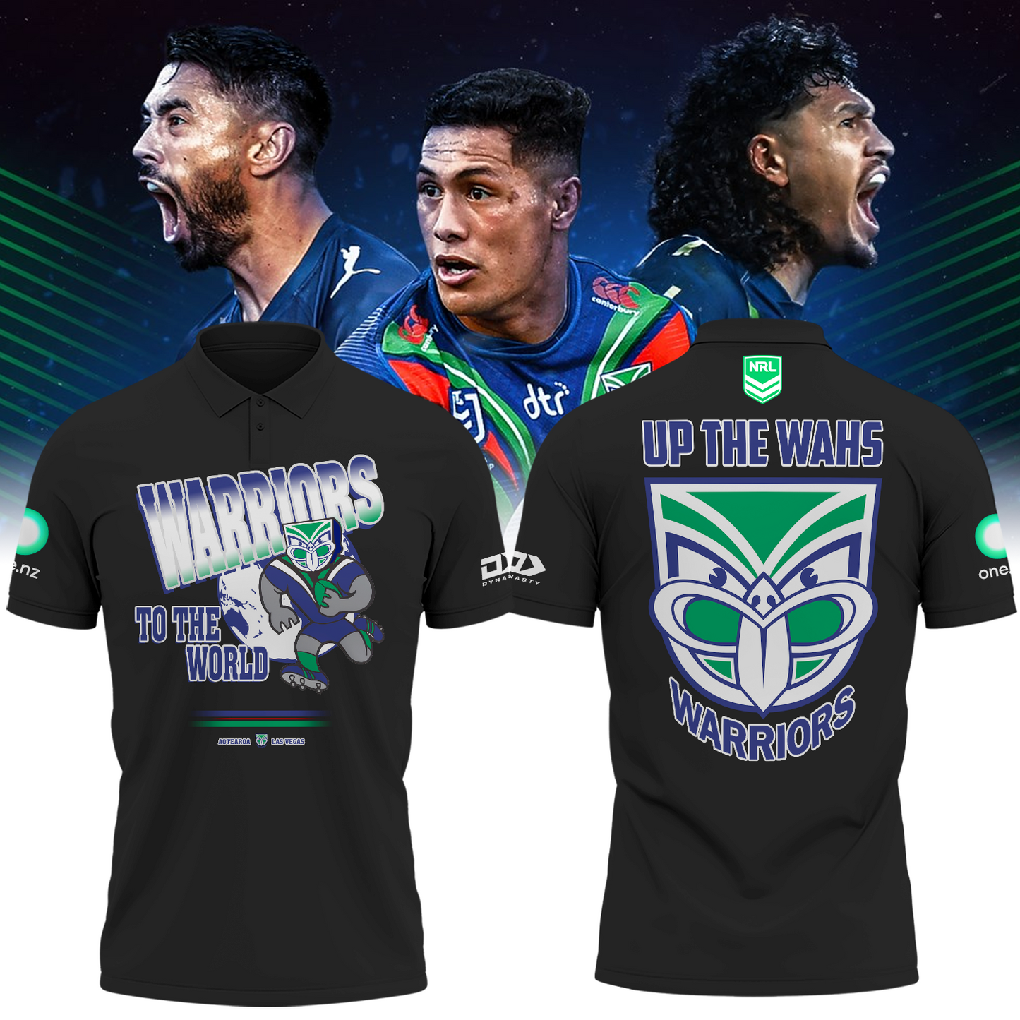 New Zealand Warriors Up The Wahs Polo Shirt NRL TM - Super Savings When Buying Combo V3