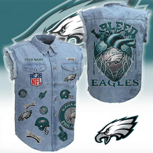 PE NFL Personalize Sleeveless Denim Jacket For Fan DDT CTND