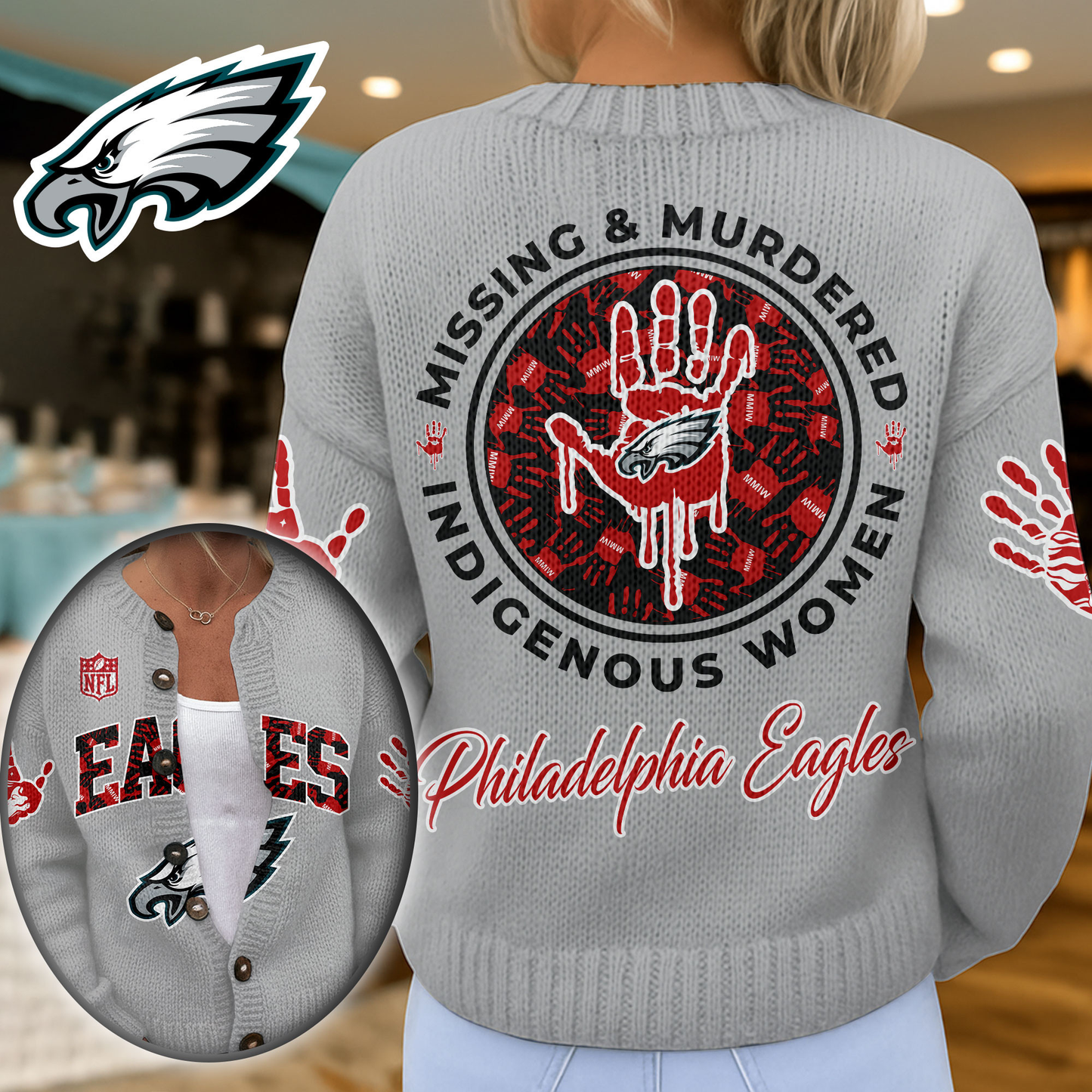 PE Premium NFL Cozy Knit Cardigan DDT NTL