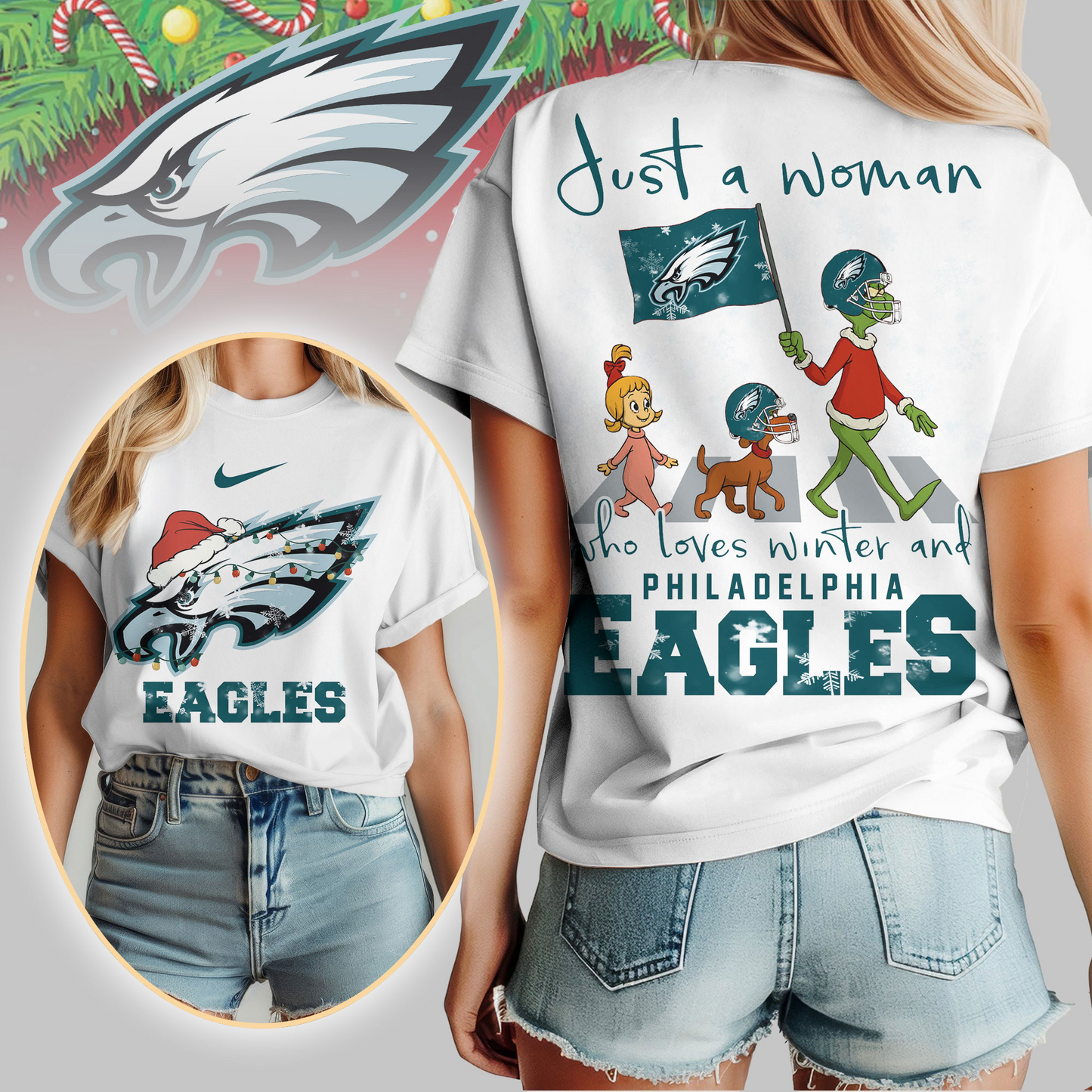 PE Premium NFL Just A Woman Who Loves Winter 3D Shirt DDT CTND