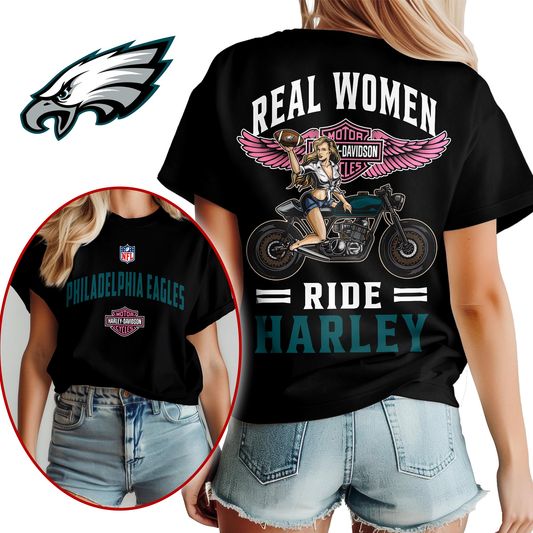 PE Premium NFL Real Women Ride Harley 3D Shirt DDT CTND