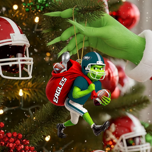 PHI x NFL Personalized Grinch Football Christmas DATND TANTD