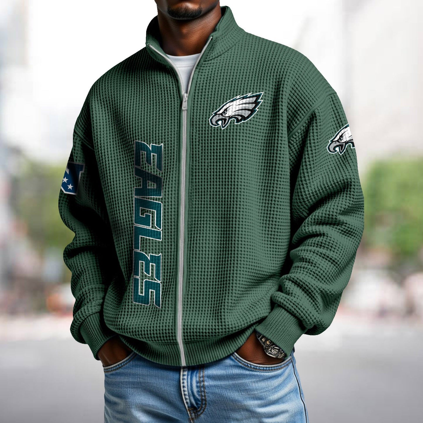 PHI x NFL Waffle Zip-Up Sweatshirt DATND TANTD