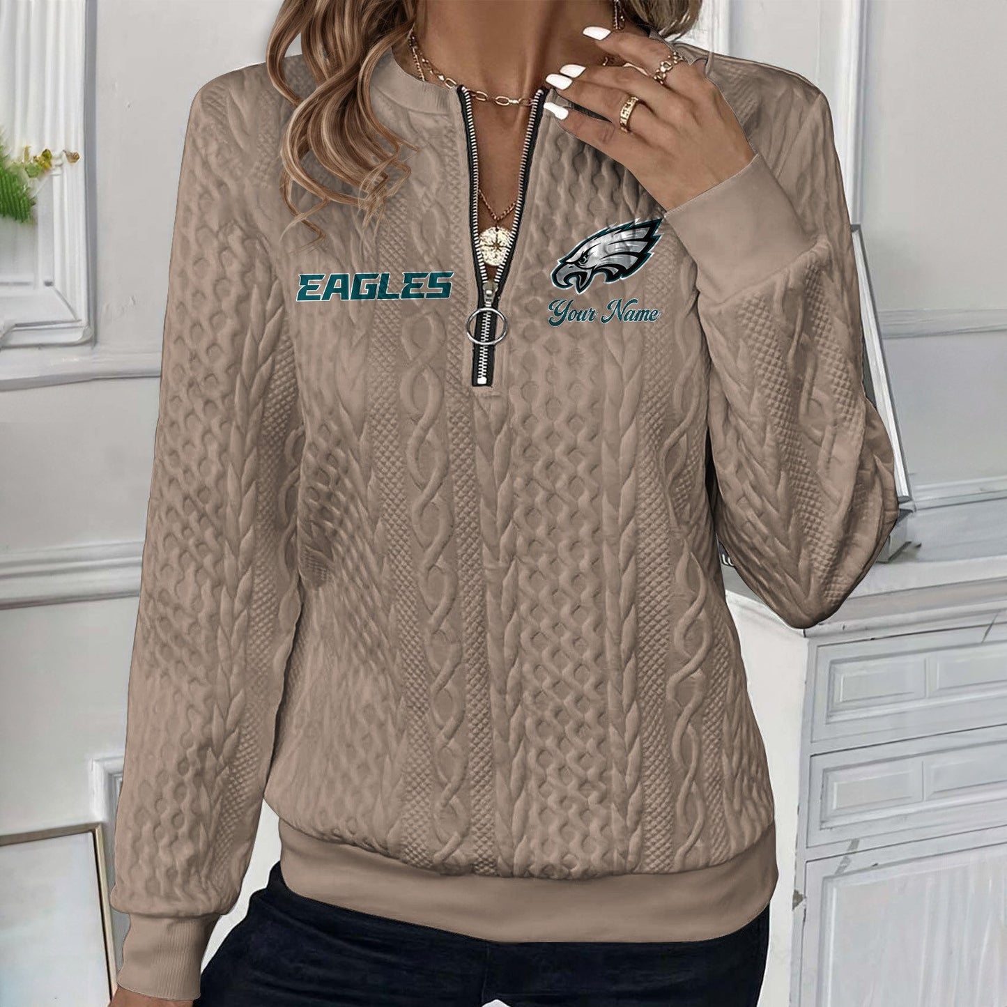 PHI x NFL Women's Quilted Zip-UP Sweatshirt DatND DVT