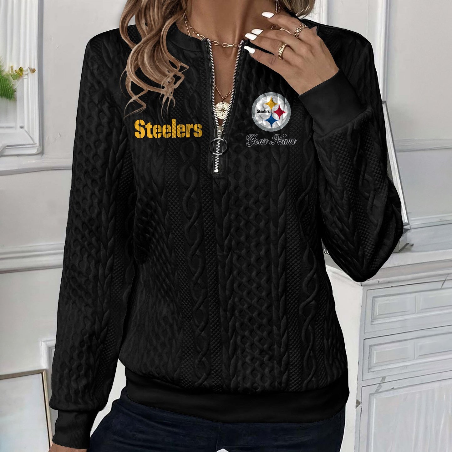 PIT x NFL Women's Quilted Zip-UP Sweatshirt DatND DVT