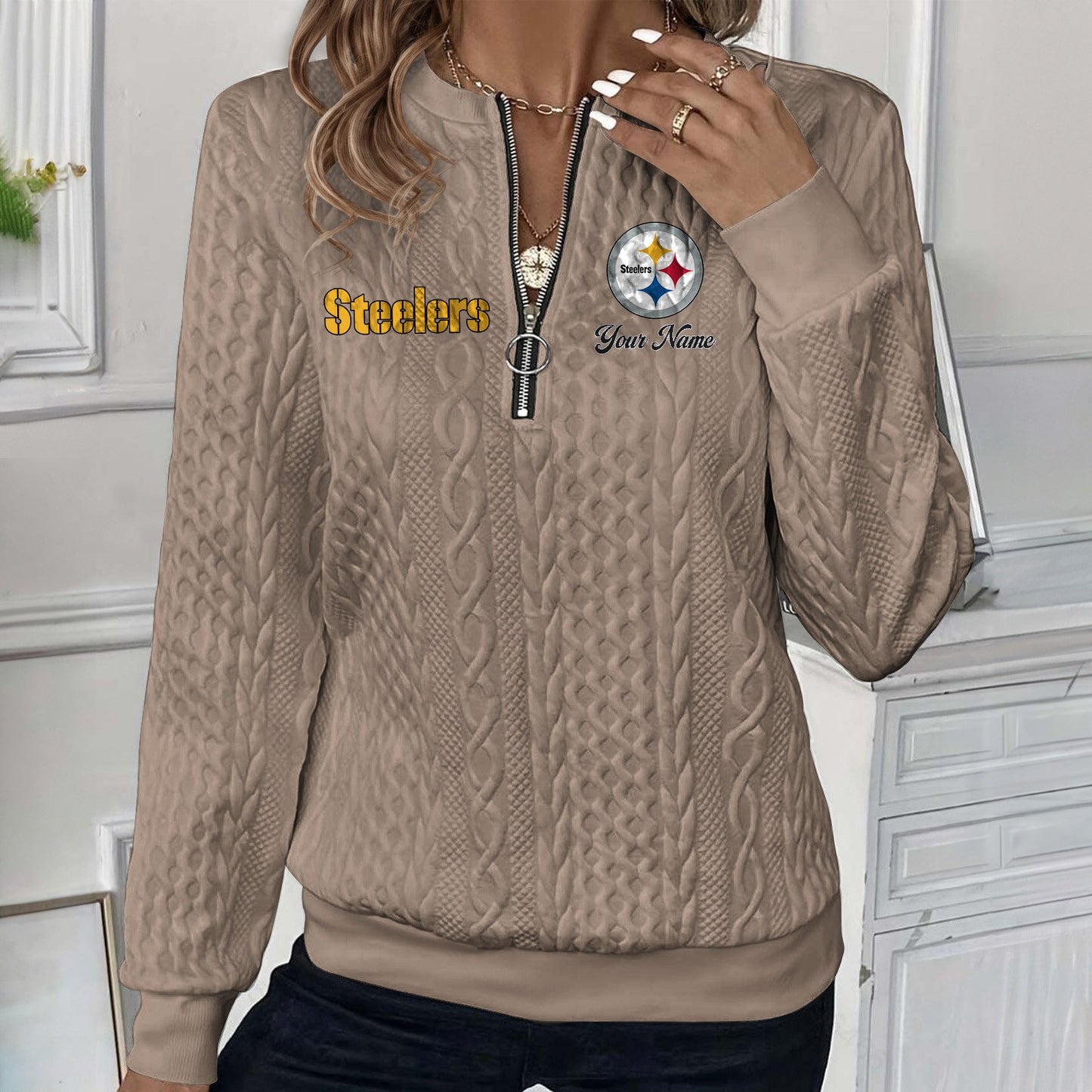 PIT x NFL Women's Quilted Zip-UP Sweatshirt DatND DVT
