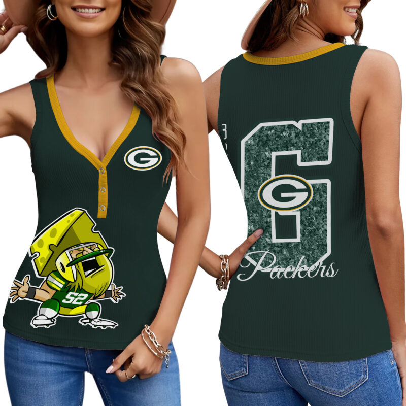 PREMIUM NFL X GB Women V-Neck Ribbed Tank Top NDT NHM