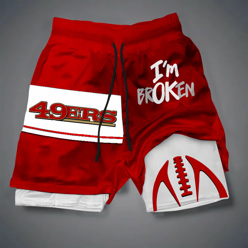 PREMIUM NFL X SF I'M Broken Men's Double Layered Sports Shorts NDT NHM