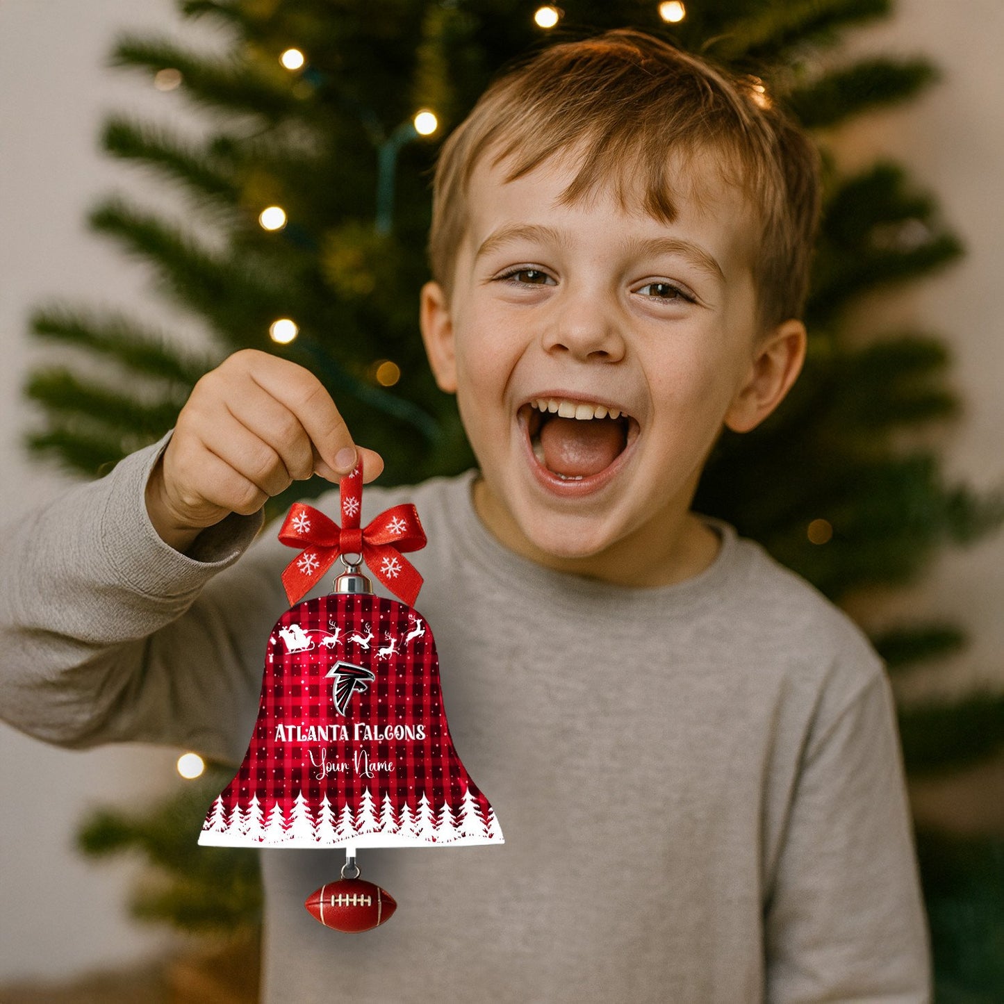 PREMIUM NFL X FAL  Christmas Bell Ornament Custom Name NDT NHM 131125