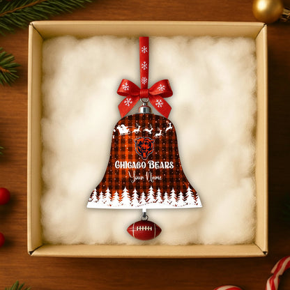 PREMIUM NFL X CHI  Christmas Bell Ornament Custom Name NDT NHM 131125
