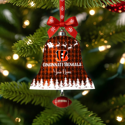 PREMIUM NFL X CIN Christmas Bell Ornament Custom Name NDT NHM 131125