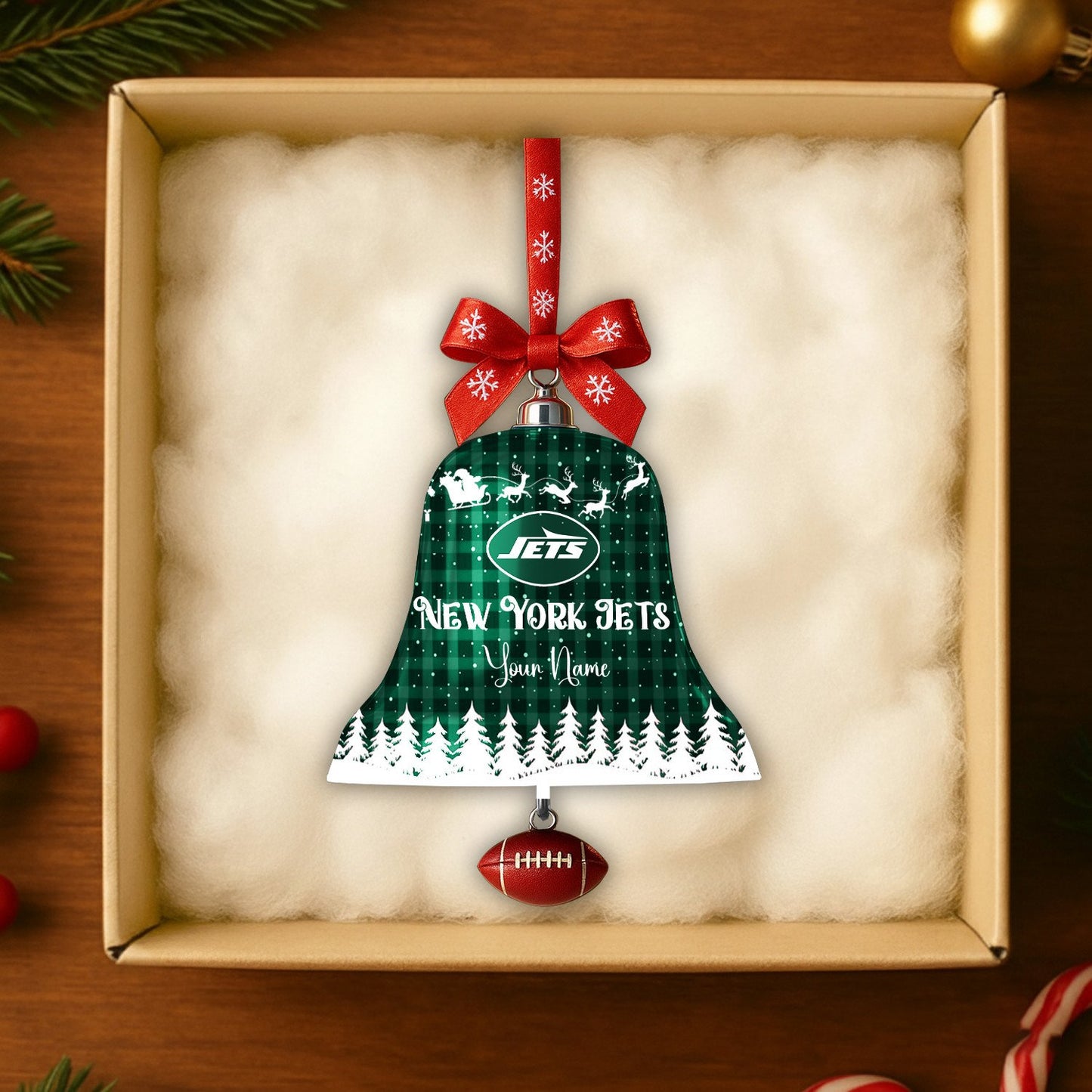 PREMIUM NFL X JETS  Christmas Bell Ornament Custom Name NDT NHM 131125