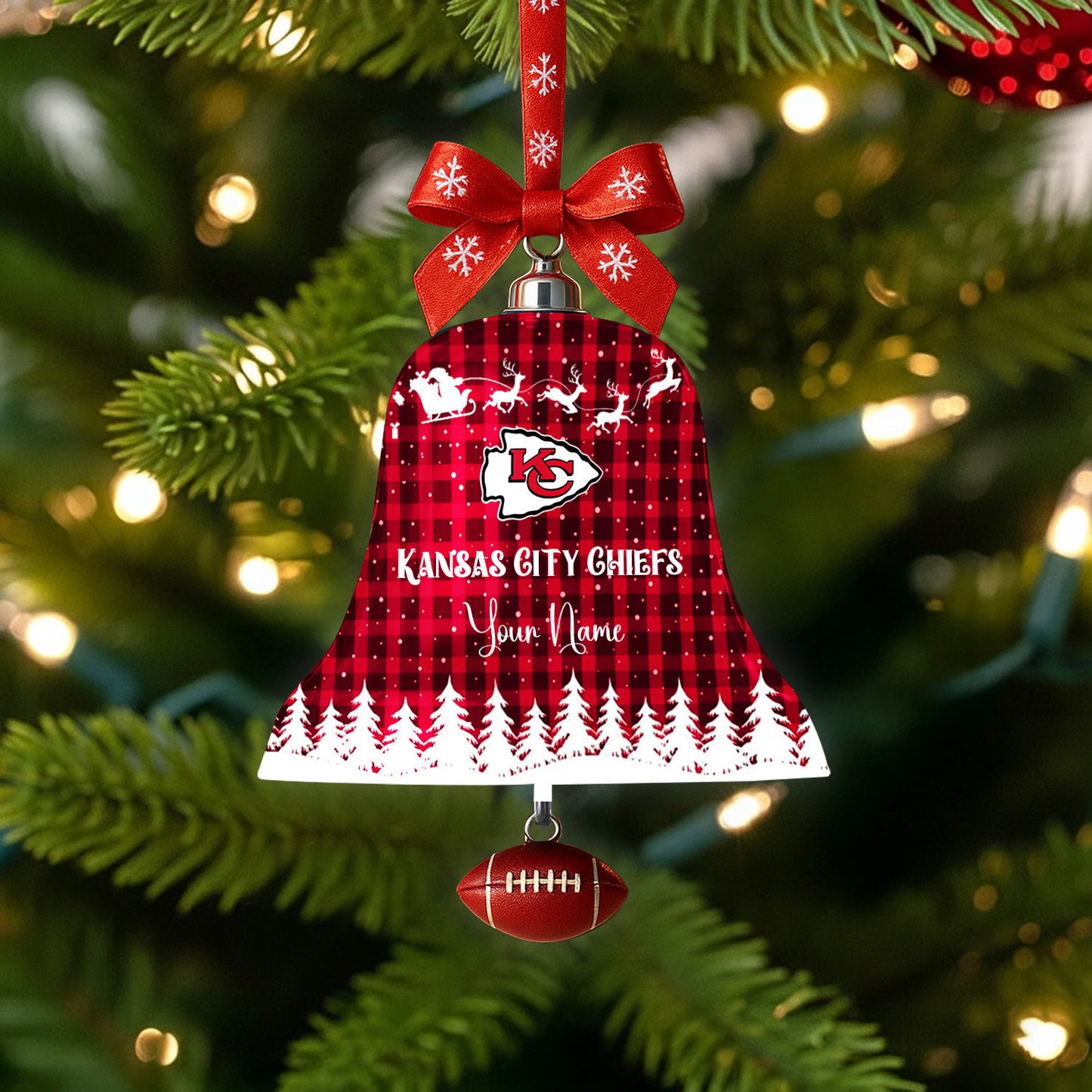 PREMIUM NFL X KCC  Christmas Bell Ornament Custom Name NDT NHM 131125
