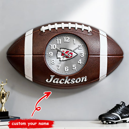 PREMIUM NFL X KCC Personalized Retro Rugby Fan Clock 081125 NDT NHM