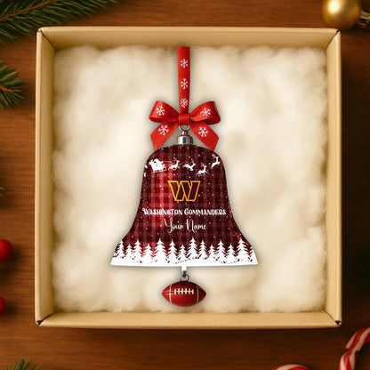 PREMIUM NFL X WAS Christmas Bell Ornament Custom Name NDT NHM 131125