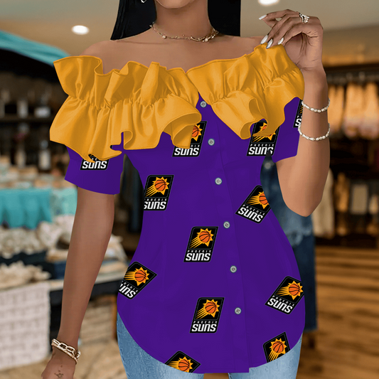 PS Premium NBA Women Ruffle Off-Shoulder Blouse DDT CTND