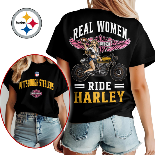 PS Premium NFL Real Women Ride Harley 3D Shirt DDT CTND