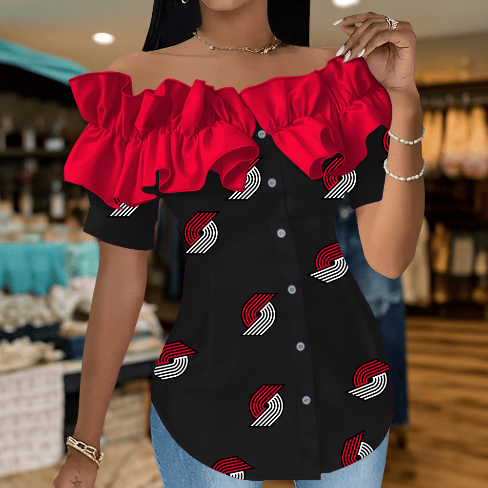 PTB Premium NBA Women Ruffle Off-Shoulder Blouse DDT CTND