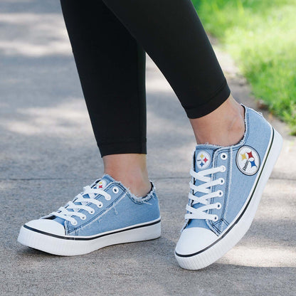 Pittsburgh Steelers Womens Denim Low Top Canvas Shoes NDD