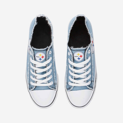 Pittsburgh Steelers Womens Denim Low Top Canvas Shoes NDD