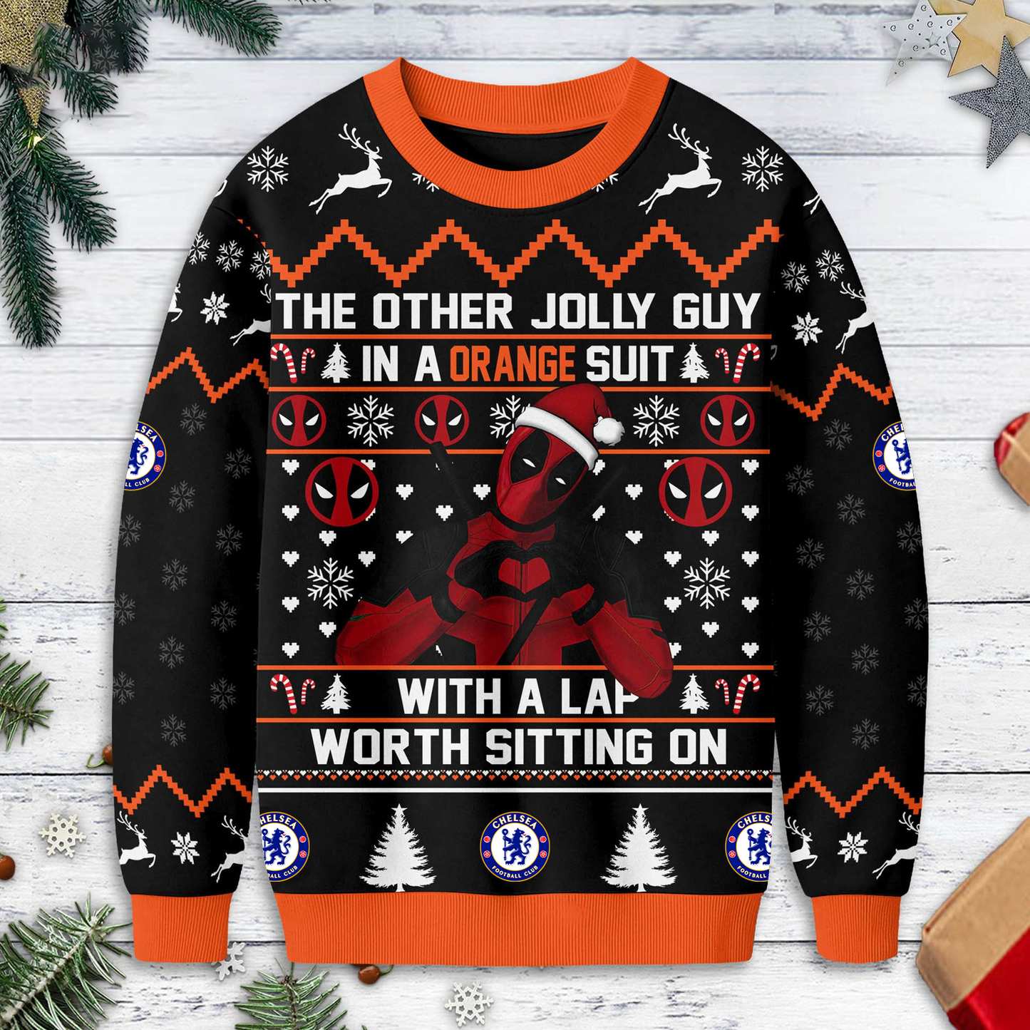 Premium EPL X CHEL Deadpool Christmas Ugly Sweater NDT TDT125